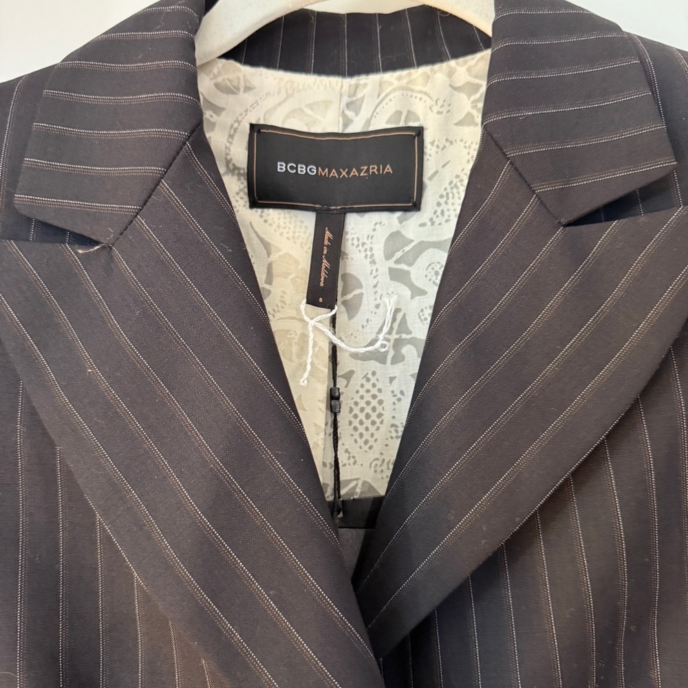 BCBGMAXAZRIA Marilyn Navy Wool Pinstripe Blazer Brand New S Office Siren $298 - Picture 2 of 13